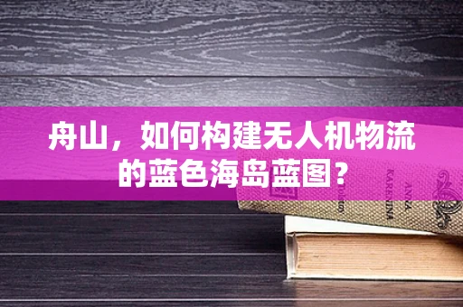 舟山，如何构建无人机物流的蓝色海岛蓝图？