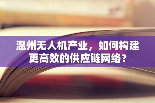 温州无人机产业，如何构建更高效的供应链网络？